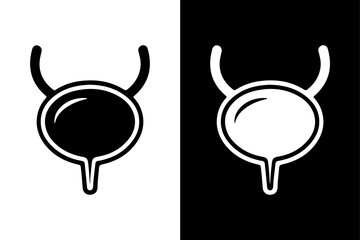 Human Bladder Silhouette Vector Icon Black and White Medical Design.