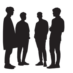 Vector silhouette set of human on white background 
