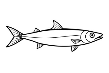 sardine silhouette line art vector illustration with a white background
