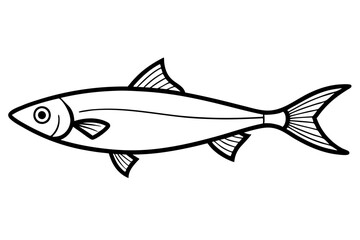 sardine silhouette line art vector illustration with a white background