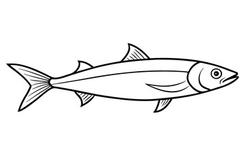 sardine silhouette line art vector illustration with a white background
