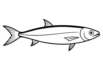 sardine silhouette line art vector illustration with a white background