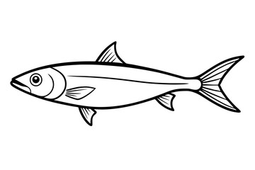 sardine silhouette line art vector illustration with a white background