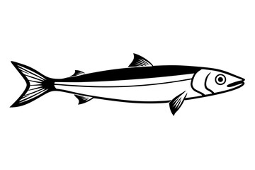 sardine silhouette line art vector illustration with a white background