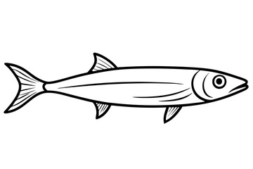 sardine silhouette line art vector illustration with a white background