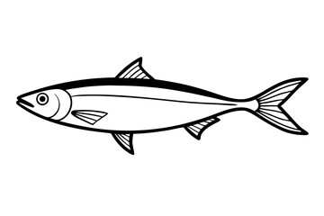 sardine silhouette line art vector illustration with a white background