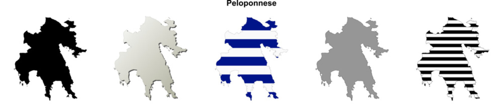 Peloponnese (Greece) blank outline map set