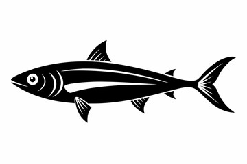sardine silhouette line art vector illustration with a white background