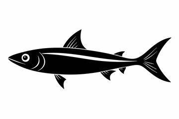sardine silhouette line art vector illustration with a white background