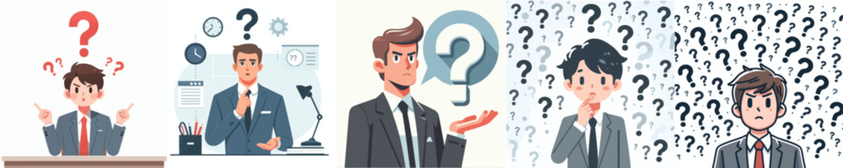 businessman gesture vector asking