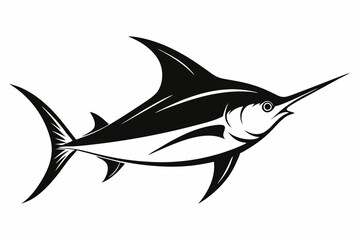 swordfish silhouette line art vector illustration with a white background