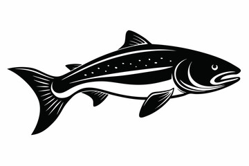trout silhouette line art vector illustration with a white background