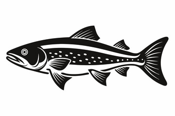 trout silhouette line art vector illustration with a white background