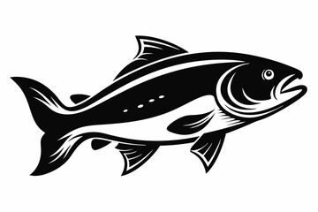trout silhouette line art vector illustration with a white background