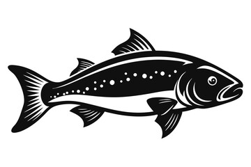 trout silhouette line art vector illustration with a white background