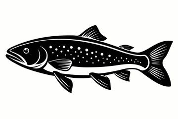 trout silhouette line art vector illustration with a white background