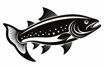 trout silhouette line art vector illustration with a white background