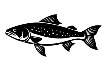 trout silhouette line art vector illustration with a white background