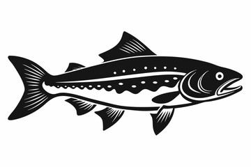trout silhouette line art vector illustration with a white background