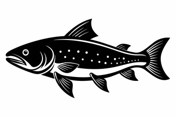 trout silhouette line art vector illustration with a white background