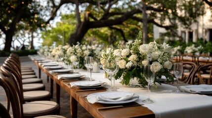 Wedding Reception Table, Outdoor Event, Elegant Decoration
