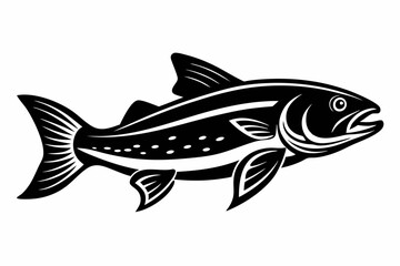 trout silhouette line art vector illustration with a white background