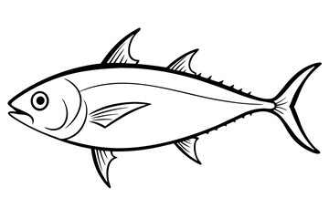 tuna silhouette line art vector illustration with a white background