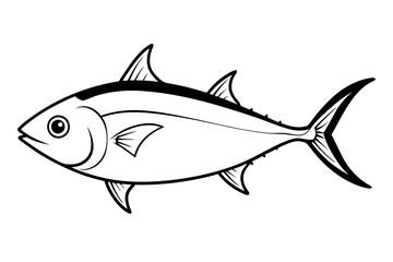 tuna silhouette line art vector illustration with a white background