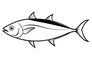 tuna silhouette line art vector illustration with a white background