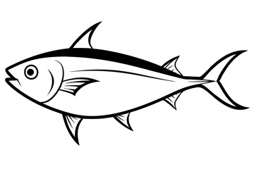 tuna silhouette line art vector illustration with a white background