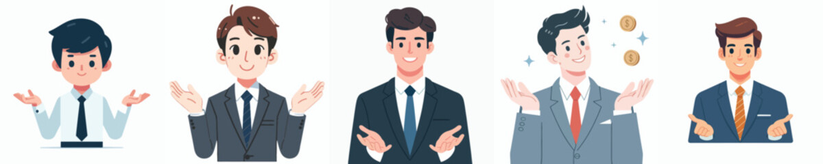 vector businessman open hand gesture