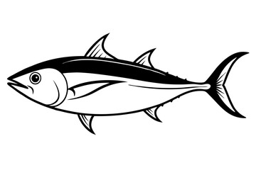 tuna silhouette line art vector illustration with a white background