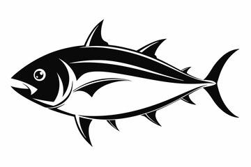 tuna silhouette line art vector illustration with a white background