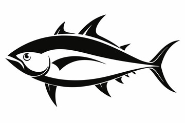 tuna silhouette line art vector illustration with a white background