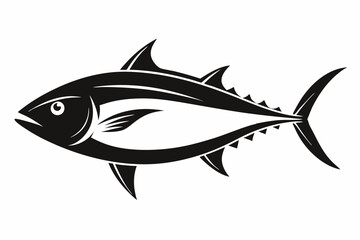 tuna silhouette line art vector illustration with a white background