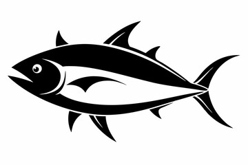 tuna silhouette line art vector illustration with a white background