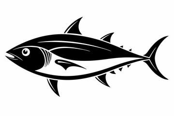 tuna silhouette line art vector illustration with a white background