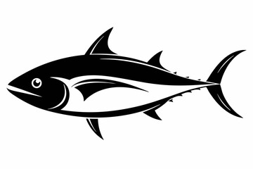 tuna silhouette line art vector illustration with a white background