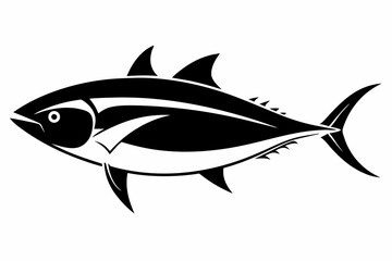 tuna silhouette line art vector illustration with a white background