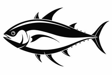 tuna silhouette line art vector illustration with a white background