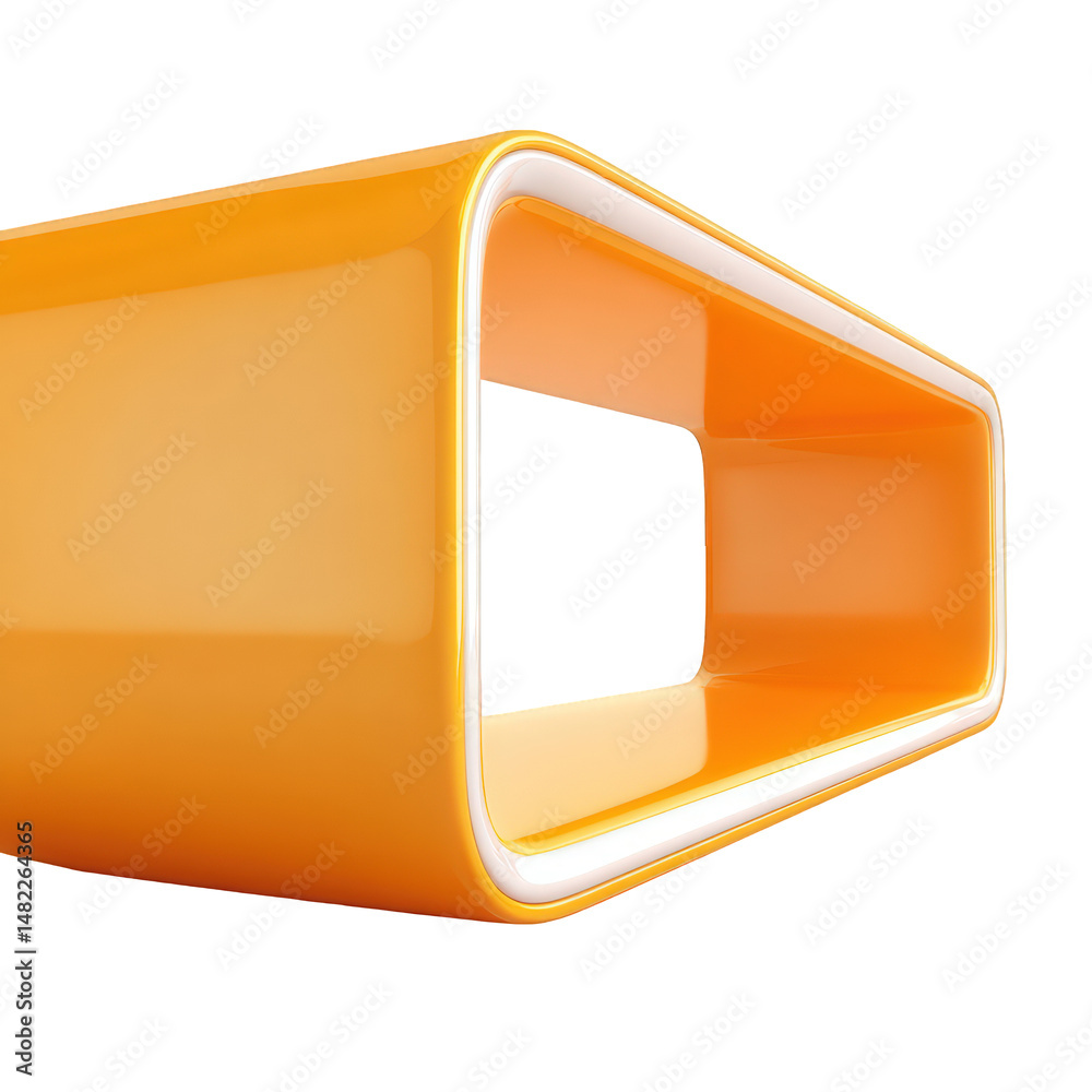 Fototapete abstract orange 3d shape with white trim modern design element art bold on transparent background