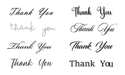 Black thank you lettering font vector illustration on white background for cover, brochure, business card. Vector Illustration .EPS 10 .