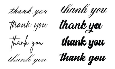 Black thank you lettering font vector illustration on white background for cover, brochure, business card. Vector Illustration .EPS 10 .
