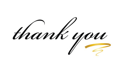 Black thank you lettering font vector illustration on white background for cover, brochure, business card. Vector Illustration .EPS 10 .