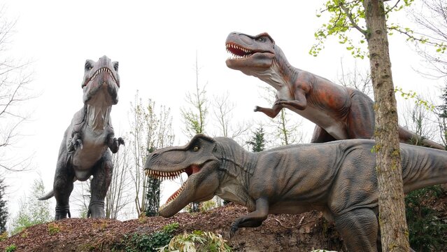 Reproduction d'un Tyrex, tyrannosaurus rex au zoo asiatique de Pairi Daiza en Belgique europe