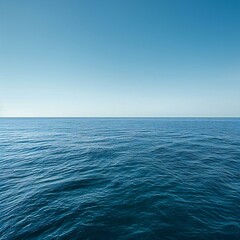 Obraz premium Elegant Graphic Featuring Calm sea with horizon line and blue water under soft light in professional photography.