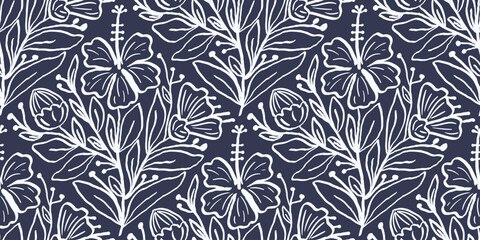 Abstract artistic Floral seamless pattern background vector. Colorful botanical wallpaper with flower, foliage. Design for prints, cover, fabric, packaging, wall art, home decor.