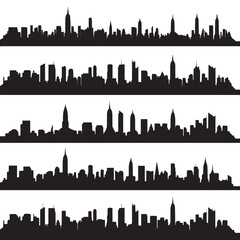 Fototapeta premium Vector silhouette set of new york city skyline on white background 