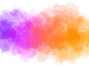 Abstract watercolor painting in vibrant purple, pink, and orange hues, blending seamlessly