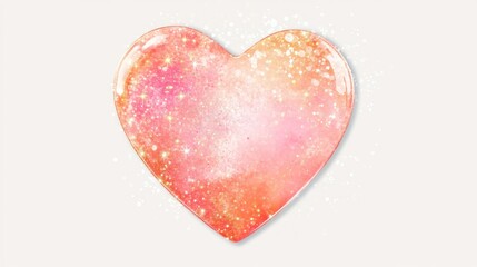 Obraz premium A colorful, sparkling heart shape with a gradient of pink and orange hues.